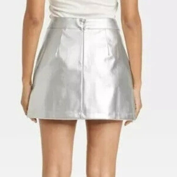 A New Day Metallic Short Mini Skirt Women Silver XXL Shiny Glam Costume Cosplay - Picture 4 of 8